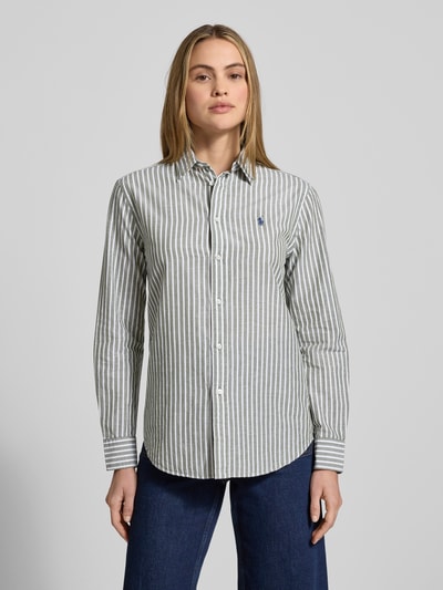 Polo Ralph Lauren Bluzka koszulowa o kroju regular fit z mieszanki bawełny i lnu Oliwkowy 4