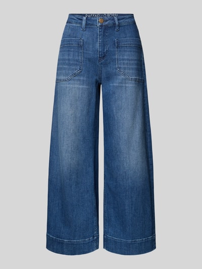 Productfoto, 6/8-jeans met opgestikte steekzakken model 'MIRU' van Raffaello Rossi, blauwe katoenmix met stretch, uitlopende fit