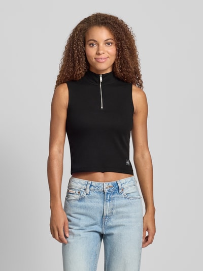 Calvin Klein Jeans Top met opstaande kraag en ritssluiting Zwart - 4