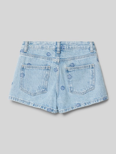 Mango Regular Fit Jeansshorts mit Motiv-Stitching Modell 'estrella' Hellblau 3