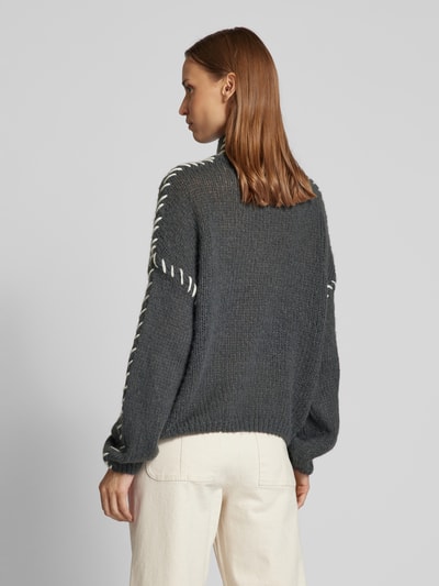 Vila Oversized Strickpullover mit Stehkragen Modell 'CHOCA' Mittelgrau 5