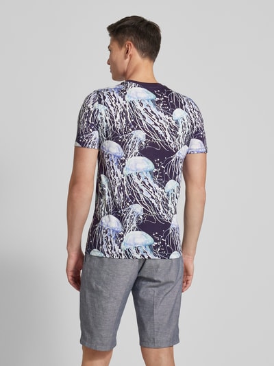 MCNEAL T-shirt met all-over motief Donkerblauw - 5