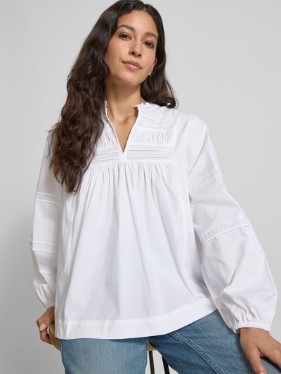 Emily Van den Bergh Bluzka o kroju regular fit z kołnierzem z lamówką Biały 3