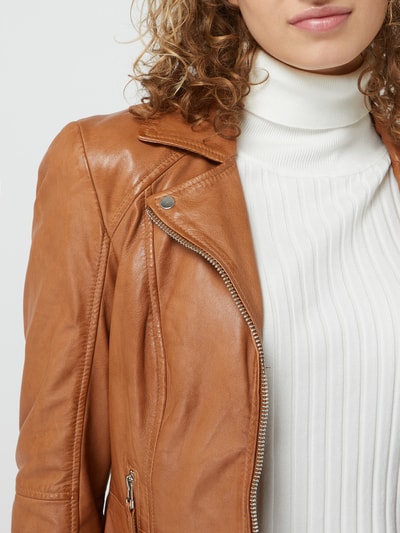 Jilani Lederjacke im Biker-Look Modell 'Smilla'  Cognac 3