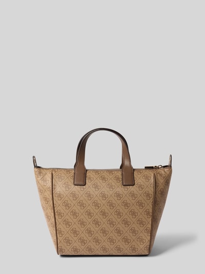 GUESS Torebka typu tote bag z naszywką z logo model 'FOLLIE' Jasnobrązowy 4