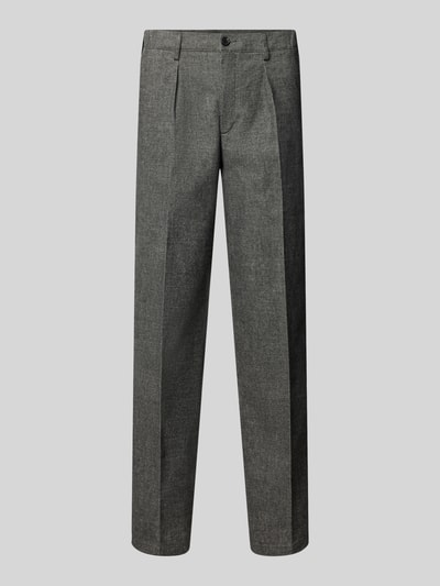 Produktfoto, Hose mit Bügelfalten und Gesäßtaschen von Profuomo in Grau, Baumwoll-Mix mit Viskose-Anteil, Regular Fit, glatte Struktur