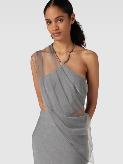 Unique Abendkleid mit Neckholder Silber 3