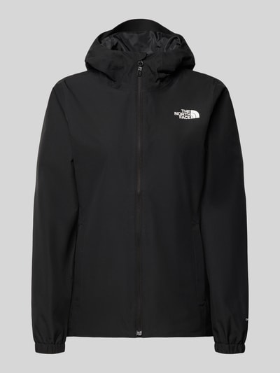 Produktfoto, Regular Fit Jacke mit Logo-Print von The North Face, czarna, krój regular fit, stójka z kapturem, zamek błyskawiczny, wpuszczane kieszenie zapinane na zamek błyskawiczny, elastyczne zakończenia rękawów, długość tyłu w rozmiarze S: 68 cm, szerokość ramion w rozmiarze S: 37 cm, szerokość klatki piersiowej w rozmiarze S: 34 cm, długość rękawów w rozmiarze S: 62 cm