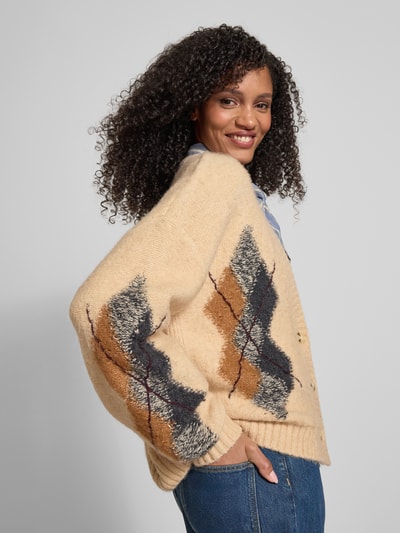 Jake*s Casual Strickjacke mit V-Ausschnitt Ecru 3