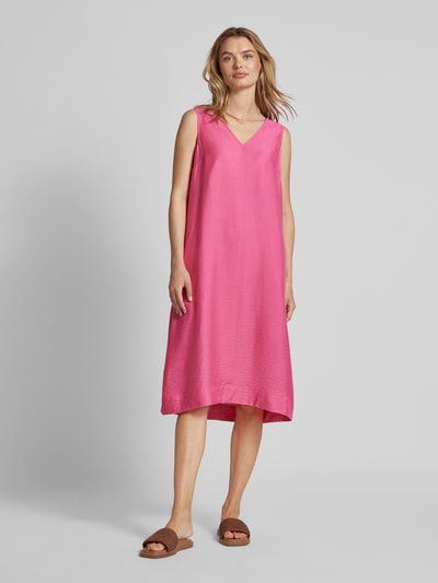 OPUS Knielanges Kleid mit V-Ausschnitt Modell 'Weneda' Pink 4