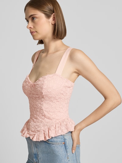 Gina Tricot Slim Fit Top mit Allover-Spitzenbesatz Rosa 3