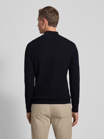 Profuomo Strickpullover mit Troyer-Kragen Marine 5