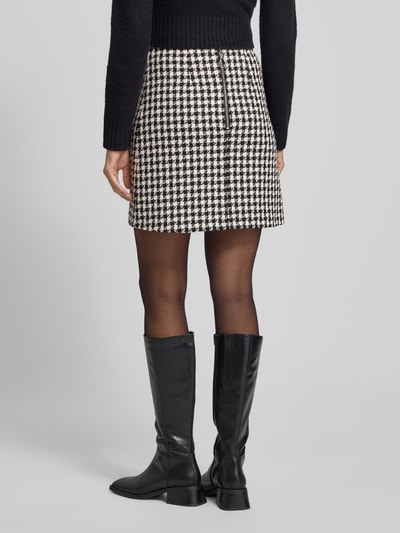 HUGO Uitlopende minirok met all-over motief, model 'ROMESA' Zwart - 5