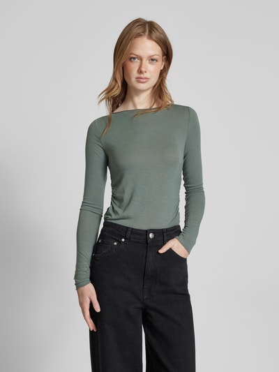 Vero Moda Slim Fit Langarmshirt mit seitlichen Raffungen Modell 'ELIANA' Schilf 4