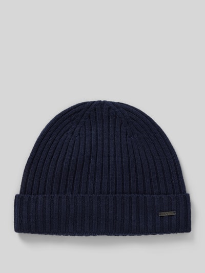 JOOP! Collection Beanie van wol met labeldetail, model 'FRANCIS' Marineblauw - 1