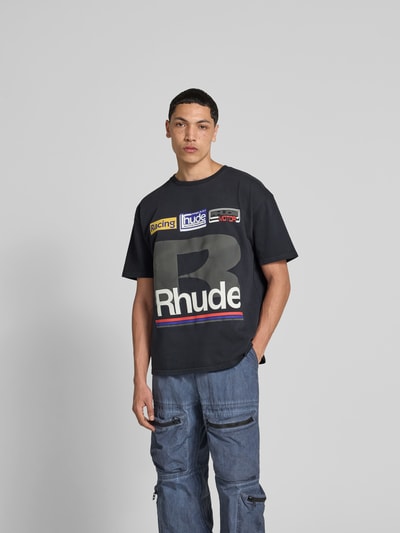 RHUDE T-Shirt mit Label-Print Black 4