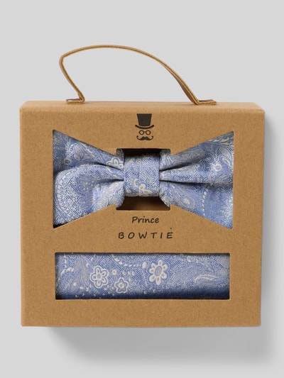 Prince Bowtie Strik en pochet in een set van pure zijde Bleu - 1
