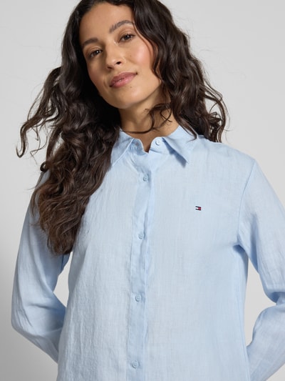 Tommy Hilfiger Regular Fit Hemdbluse aus reinem Leinen Hellblau 3
