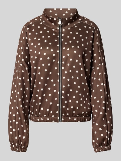 Produktfoto, Jacke im Allover-Look Modell 'Is44ina' von ZABAIONE in Braun mit weißen Punkten, Material-Mix mit Stretch-Anteil