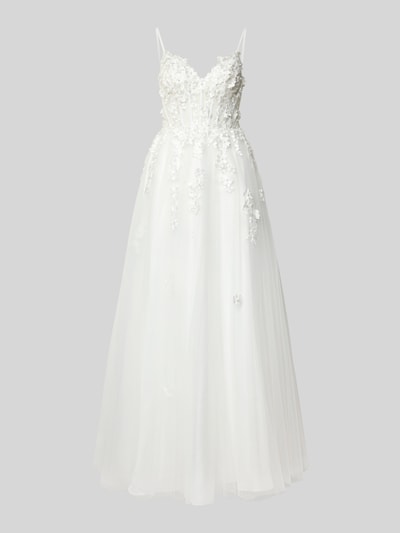 Luxuar Abendkleid aus Tüll mit rückseitiger Schnürung Offwhite 2