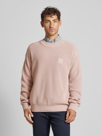 BOSS Orange Gebreide pullover met labeldetail, model 'Acircolo' Lichtroze - 4