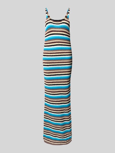 Produktfoto, Strickkleid im Allover-Look Modell 'CAJSA' von Topshop in Braun, Blau und Weiß, gerader Schnitt, Maxikleid aus Baumwolle