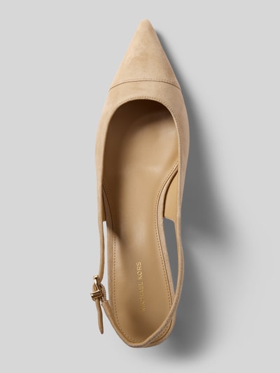 Productfoto, Slingbacks aus echt leer Model 'AMARA' van MICHAEL Michael Kors, smalle riempjes met doornsluiting, naaldhak, gladde zool, hakhoogte maat 40: 6 cm, zandkleur, spitse vorm