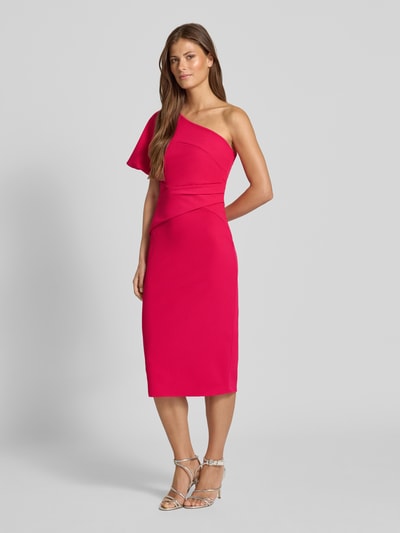Lipsy Cocktailjurk met one shoulder-band Felroze - 1