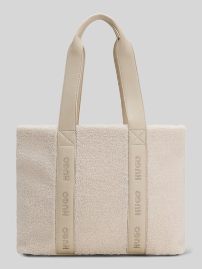 HUGO Torba shopper z paskiem z logo Écru 4