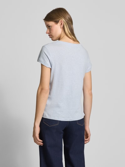 Pepe Jeans T-shirt met geribde ronde hals, model 'MEGAN' Lichtblauw - 5
