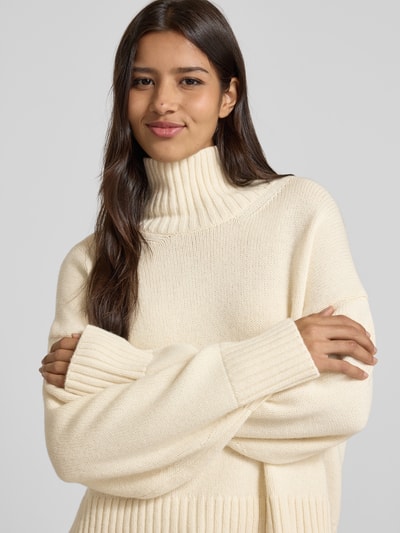 Lanius Oversized gebreide pullover van een mix van scheerwol en katoen Ecru - 3