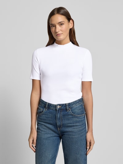 Scotch & Soda T-Shirt mit geripptem Stehkragen Weiss 4