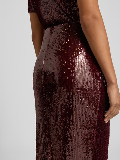 GUIDO MARIA KRETSCHMER WOMAN Regular fit midirok met all-over pailletten, model 'Diana' Donkerrood - 3