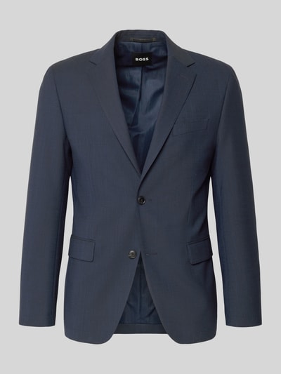 Produktfoto, Slim Fit Kurzblazer mit Schurwoll-Anteil Modell 'P-HUGE' von BOSS, dunkelblau, Reverskragen, 2-Knopf, unifarben, glatte Textur