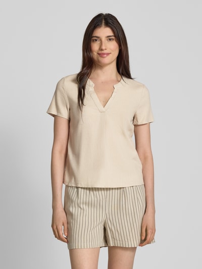 Vero Moda Tunika o kroju regular fit z mieszanki wiskozy i lnu model ‘MYMILO’ Piaskowy 4