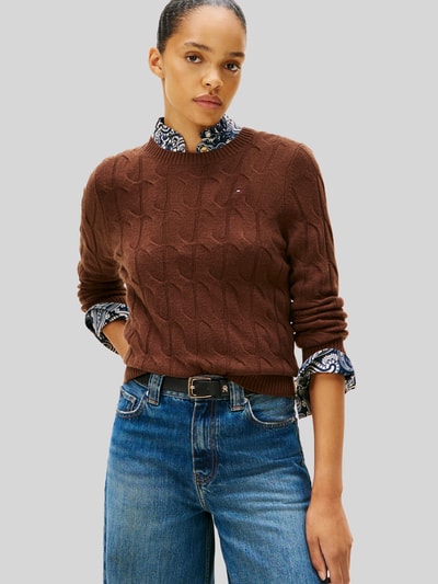 Tommy Hilfiger Regular Fit Pullover aus reiner Wolle Mittelbraun 4