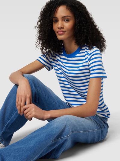 GANT T-shirt w paski Jeansowy niebieski 3