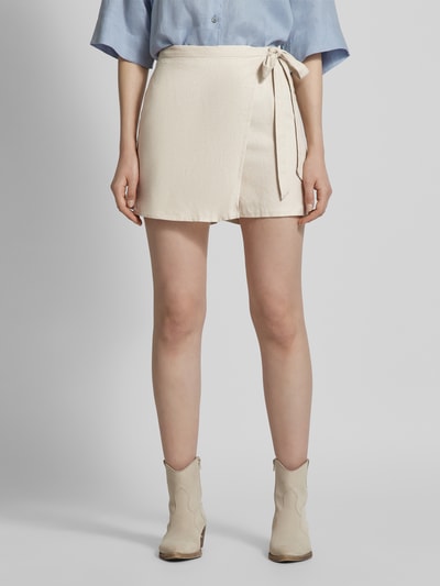 Vero Moda Spódnica mini z wysokim stanem i wiązanym paskiem model ‘MYMILO’ Szarobrązowy 4