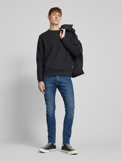 JACK & JONES Slim Fit Jeans mit Label-Patch Modell 'GLENN' Dunkelblau 1