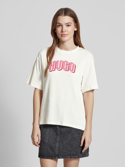 HUGO T-Shirt mit Label-Print Modell 'Dazalena' Offwhite 4