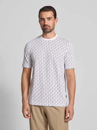 bugatti T-Shirt im Allover-Look mit Rundhalsausschnitt Weiss 4