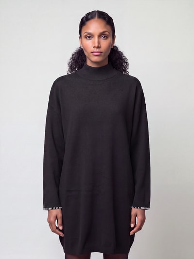 Jake*s Collection Strickkleid mit geripptem Stehkragen Black 4