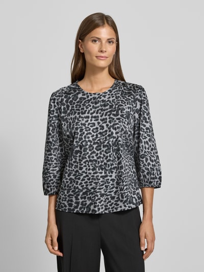 COMMA Regular fit blouse met 3/4-mouwen Zwart - 4