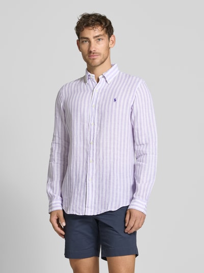 Polo Ralph Lauren Custom Fit Leinenhemd mit Button-Down-Kragen Flieder 4