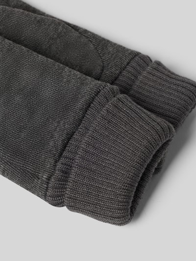 Produktfoto, Handschuhe aus elastischem Material-Mix von EEM, dunkelgrau mit gerippten Abschlüssen, klassische Form, strukturierte Textur