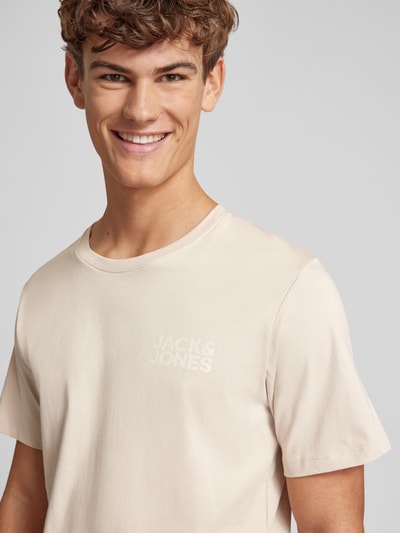 Jack & Jones T-shirt met labelprint, model 'ECORP' Beige - 3