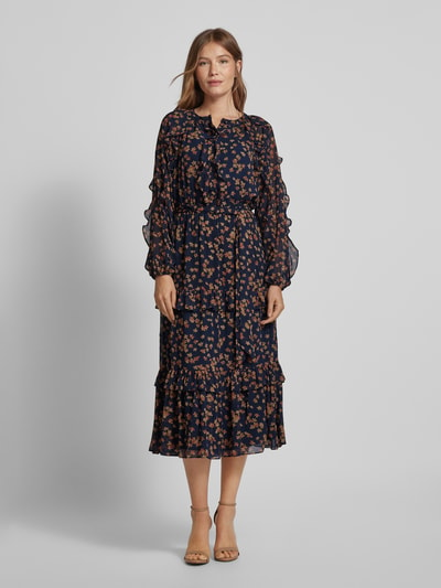 Lauren Ralph Lauren Midi-jurk met volants, model 'CHEMERIN' Marineblauw - 4