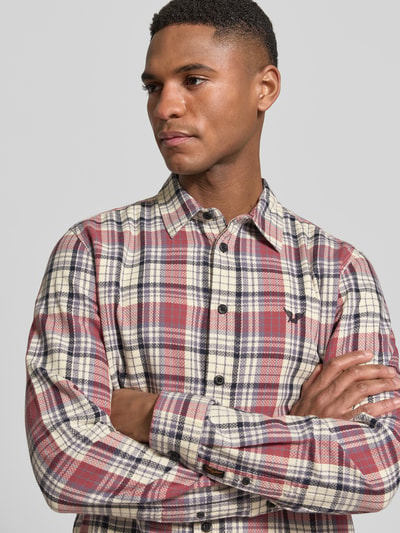PME Legend Koszula casual o kroju regular fit z kołnierzykiem kent i przeszyciem z logo Rdzawoczerwony 3