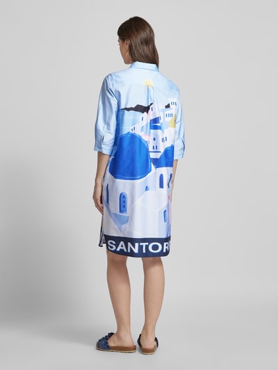 Milano Italy Knielanges Kleid mit Allover-Print Blau 5