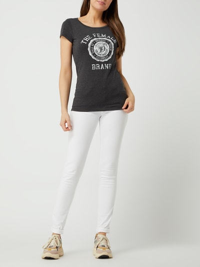 Tom Tailor Denim T-Shirt mit Logo-Print Anthrazit Melange 1